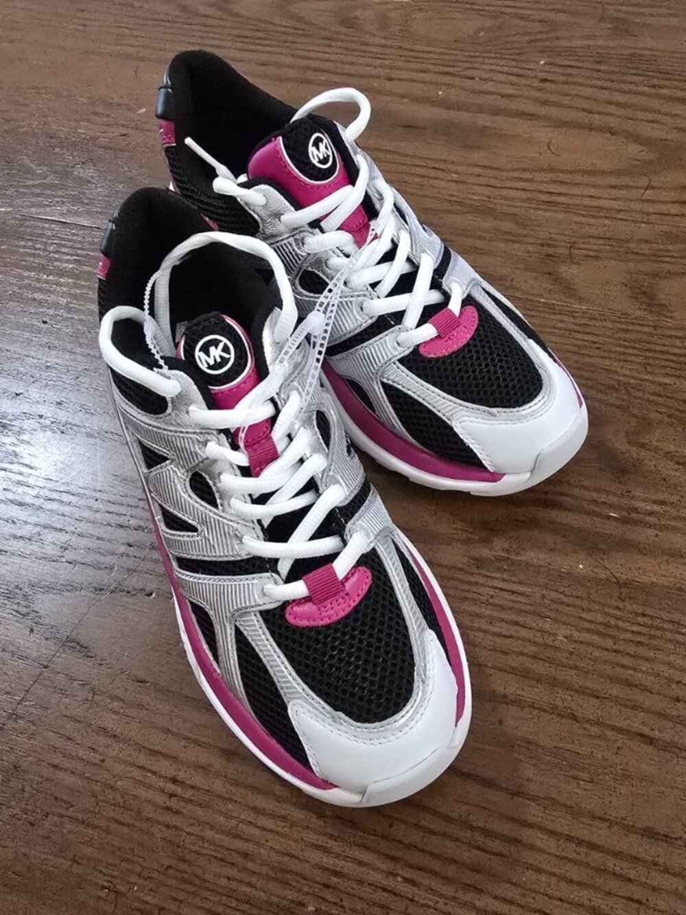 Michael Kors Women's Designer Chunky Sneakers Size 8 Silver Pink Black NWOB
